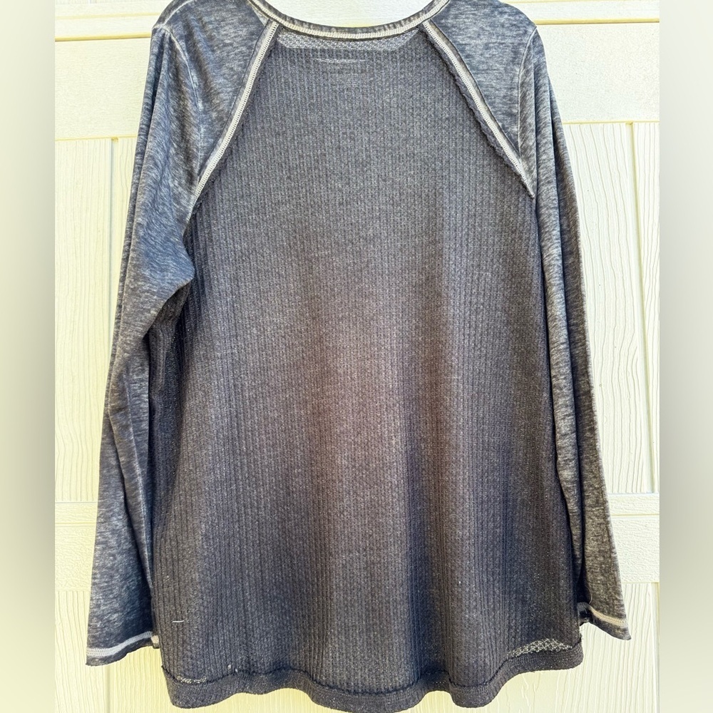 Lane Bryant Sold Out Love Football Long Sleeve Jersey Knit Shirt Grey White - Picture 3 of 5
